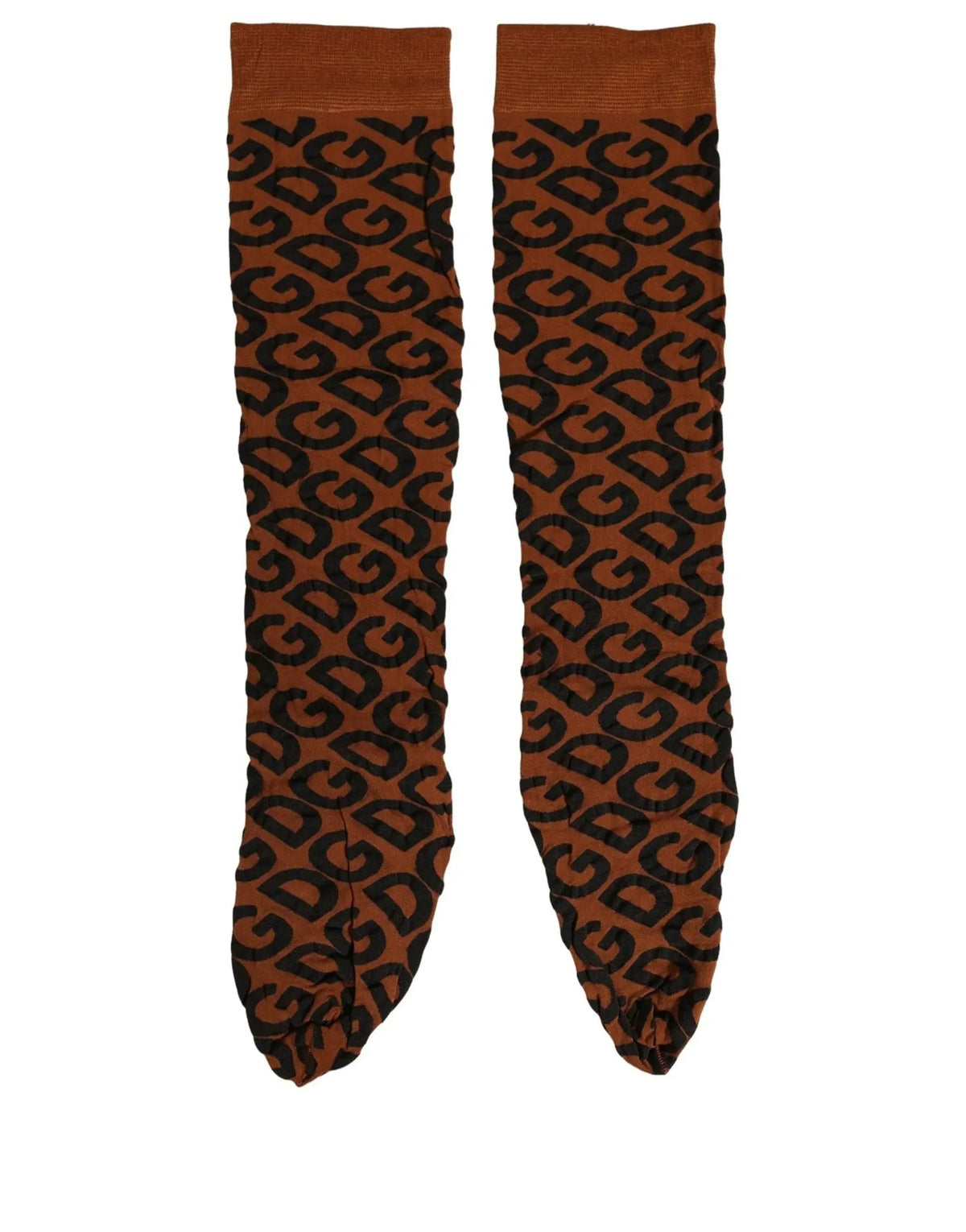 Chaussettes accessoires mi-mollet en nylon marron dolce gabbana avec logo dg noir répété