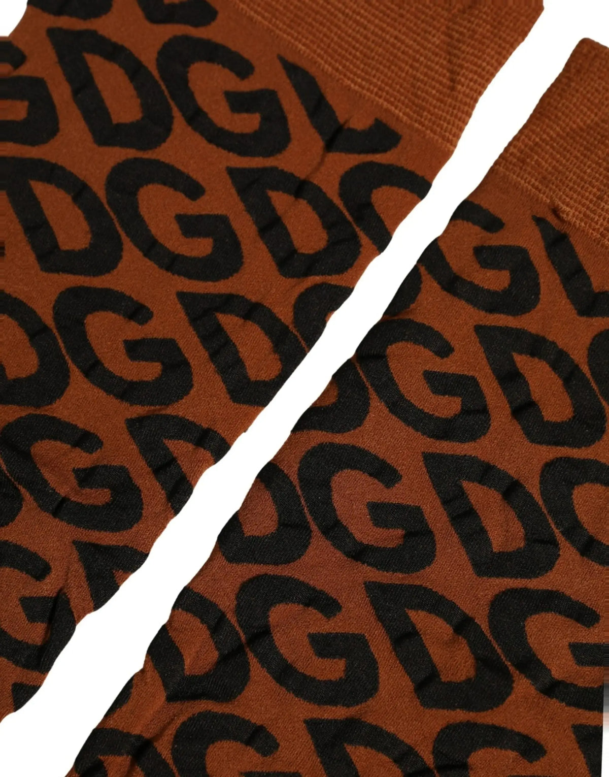 Chaussettes accessoire mi-mollet dolce & gabbana en nylon marron avec motif logo gg noir audacieux