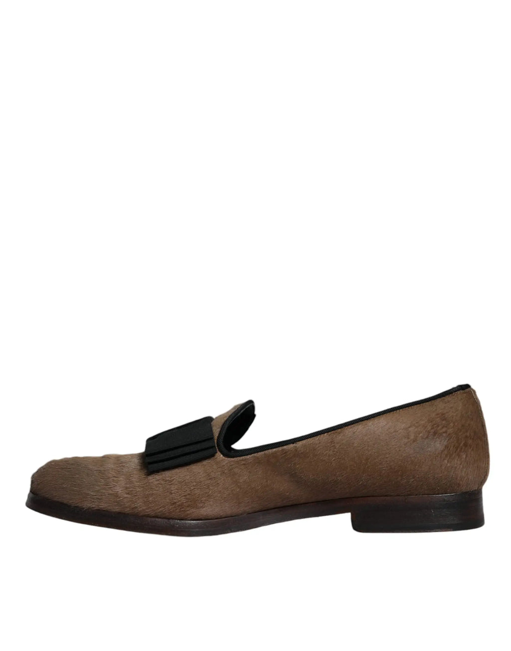 Dolce & gabbana mocassins marron en cuir de veau avec détail gland noir en daim pour tenue formelle
