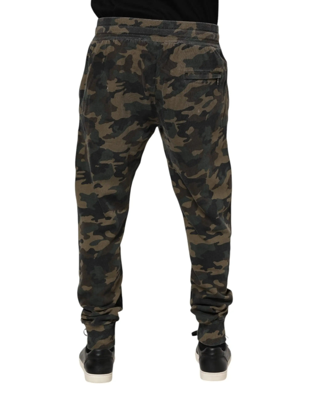 Pantalon jogger homme dolce & gabbana en coton avec motif camouflage vert foncé et marron taille élastique