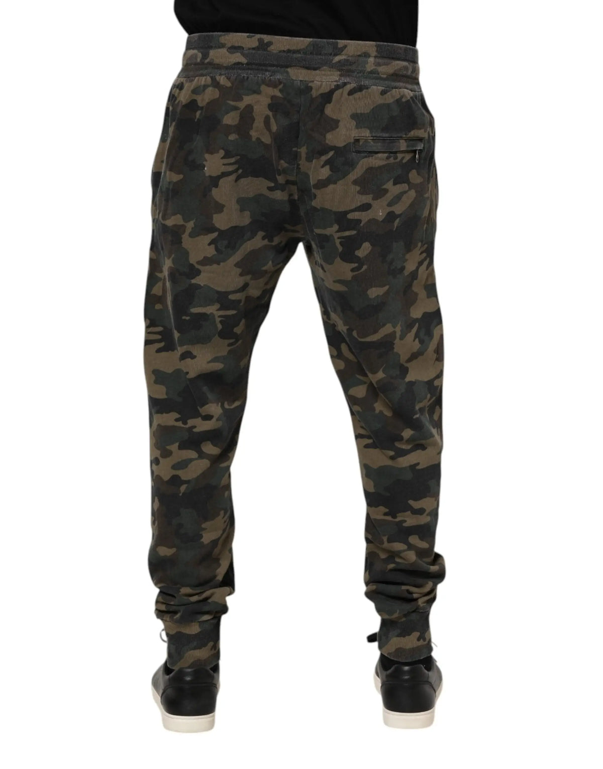 Pantalon jogger homme dolce & gabbana en coton avec motif camouflage vert foncé et marron taille élastique