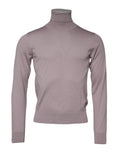 Dolce & gabbana pull en cachemire marron pour homme en tricot avec col roulé lavande et poignets côtelés