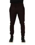 Joggers dolce et gabbana pour homme en cachemire marron avec taille à cordon et poignets côtelés noirs