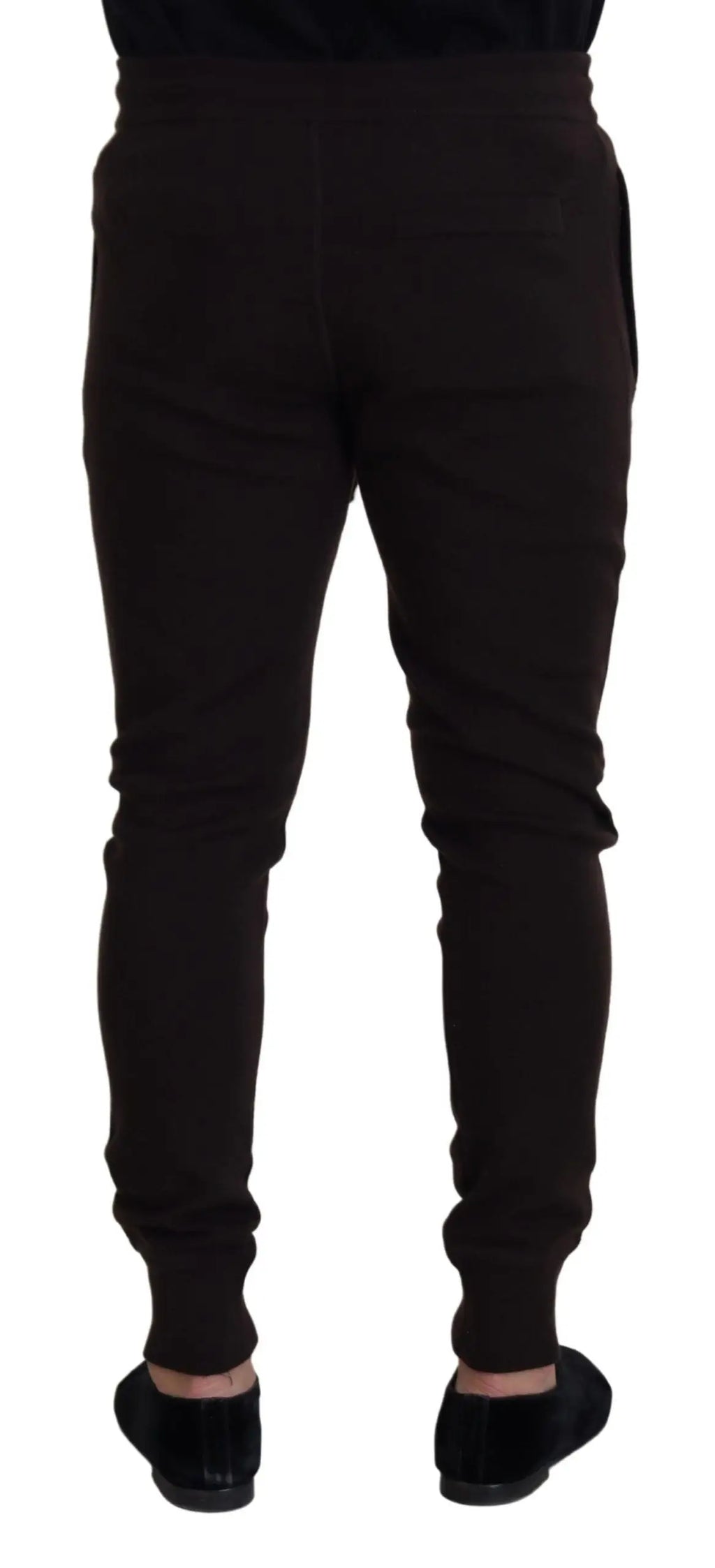 Pantalon jogging noir à coupe ajustée avec poignets côtelés pour dolce & gabbana marron en cachemire à cordon de serrage