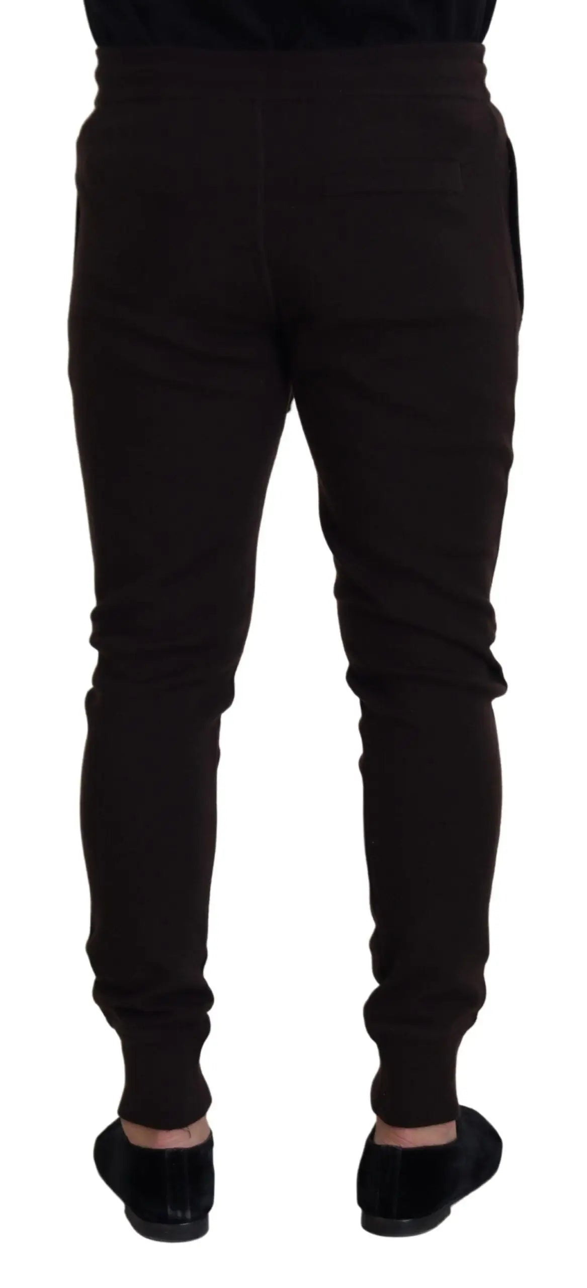 Pantalon jogging noir à coupe ajustée avec poignets côtelés pour dolce & gabbana marron en cachemire à cordon de serrage