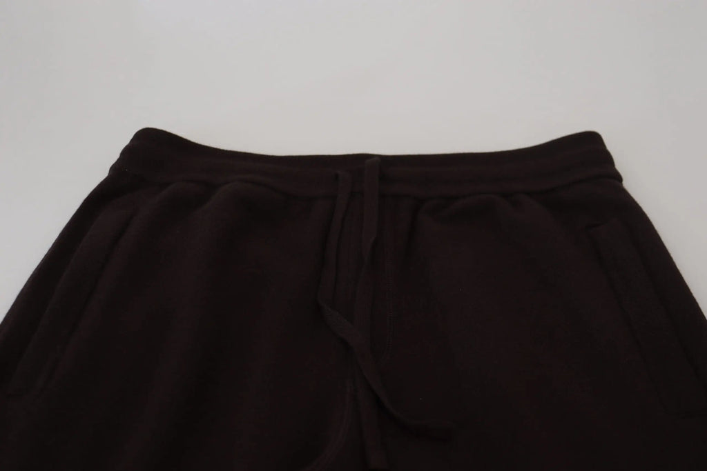 Pantalon dolce & gabbana en cachemire marron avec cordon de serrage taille élastique et tissu doux en molleton