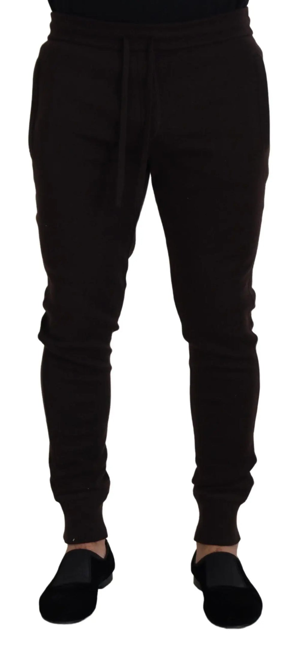 Pantalon de jogging noir dolce & gabbana en cachemire avec taille à cordon et ourlets côtelés