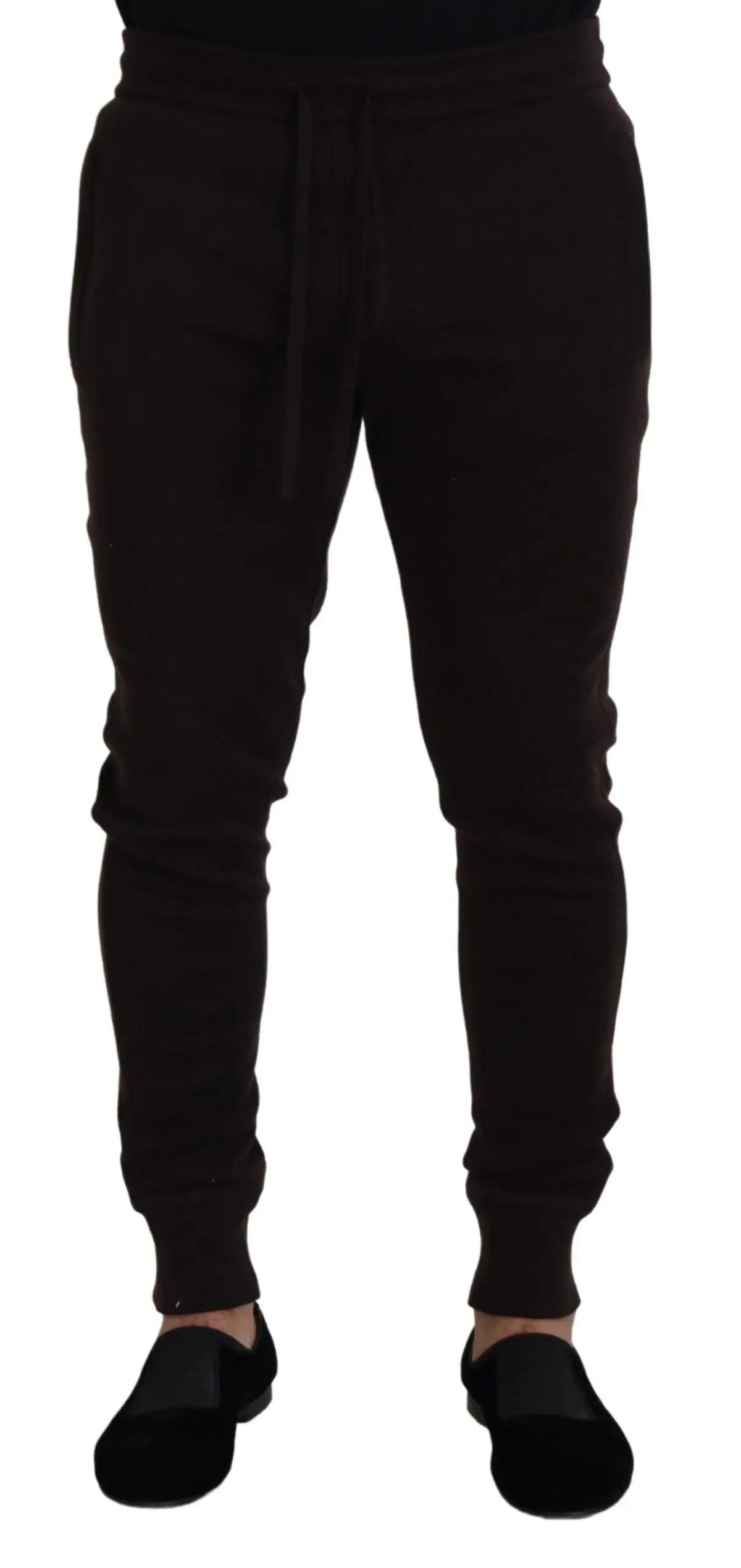 Pantalon de jogging noir dolce & gabbana en cachemire avec taille à cordon et ourlets côtelés