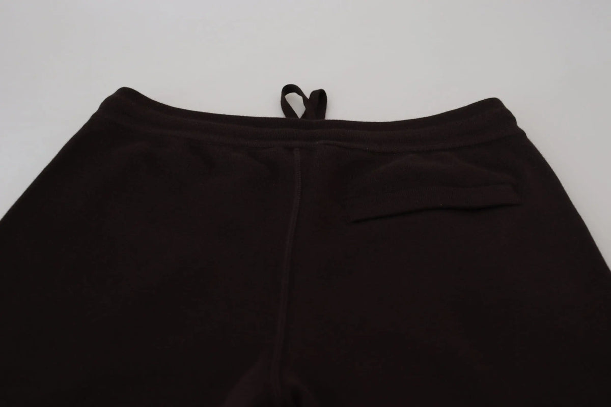 Joggers noirs à cordon dolce & gabbana en cachemire marron avec poignets côtelés et coupe fuselée