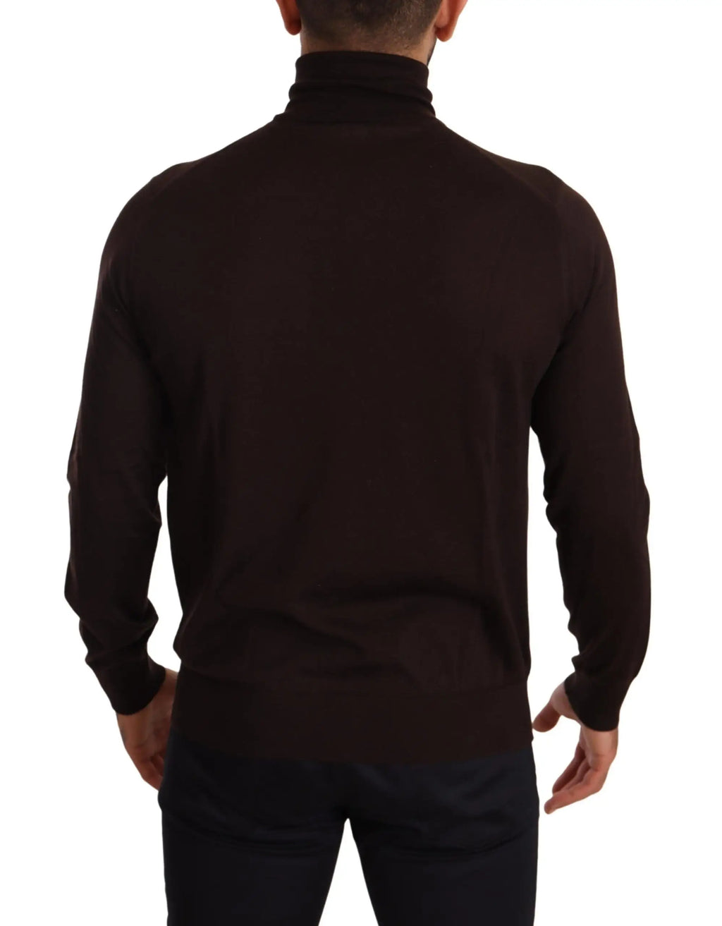 Dolce & gabbana pull col roulé marron en cachemire avec texture tricotée lisse et manches longues