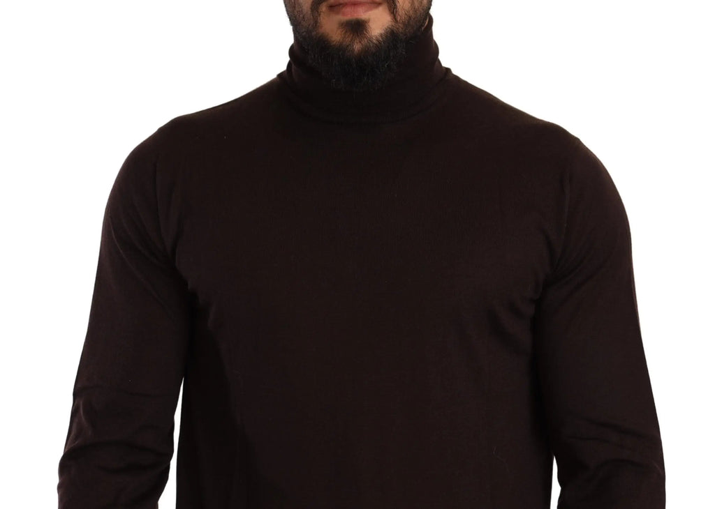 Dolce et gabbana pull en cachemire marron col roulé pour homme vue de dos