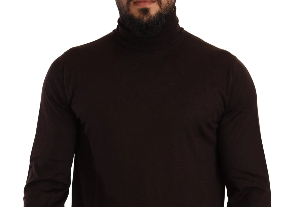 Dolce et gabbana pull en cachemire marron col roulé pour homme vue de dos