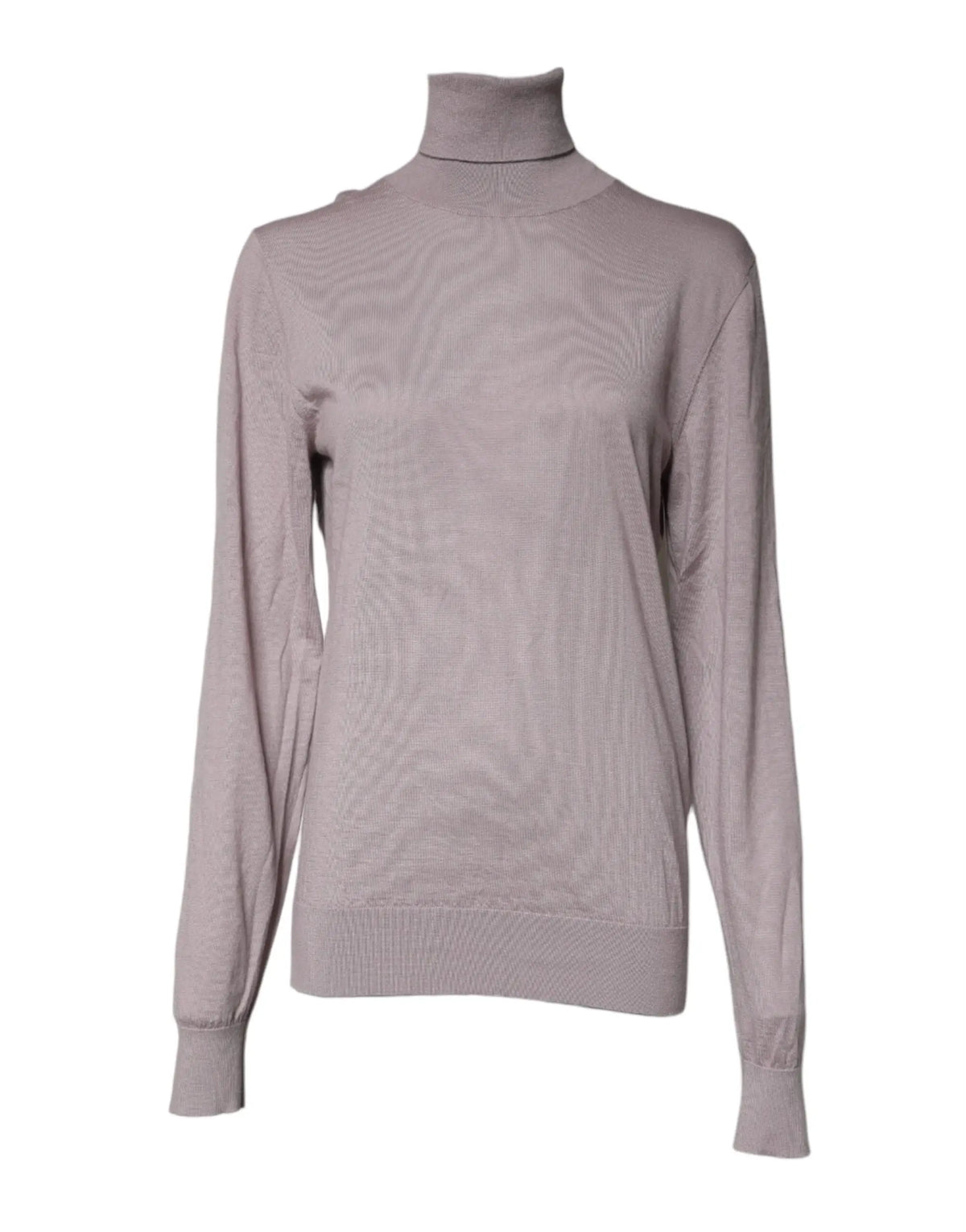 Dolce & gabbana pull col roulé en cachemire marron taupe avec texture côtelée subtile et poignets finis soignés