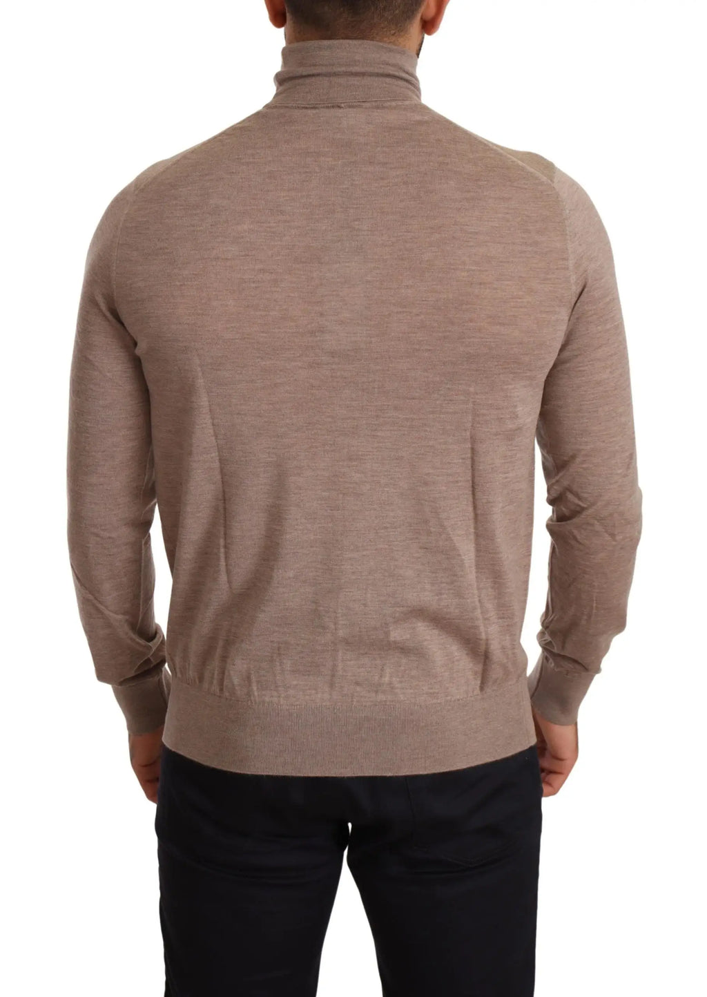Dolce & gabbana pull col roulé en cachemire marron beige avec tricot doux texturé et poignets côtelés