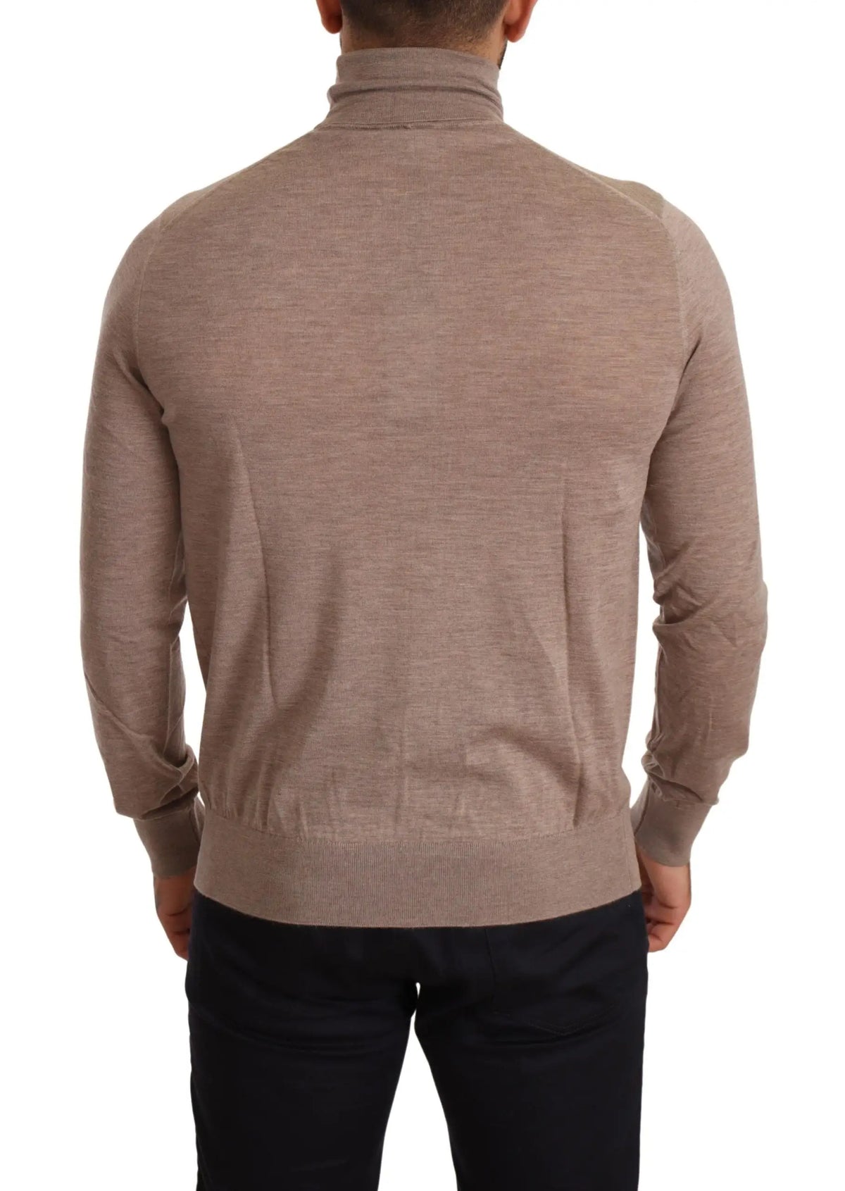 Dolce & gabbana pull col roulé en cachemire marron beige avec tricot doux texturé et poignets côtelés