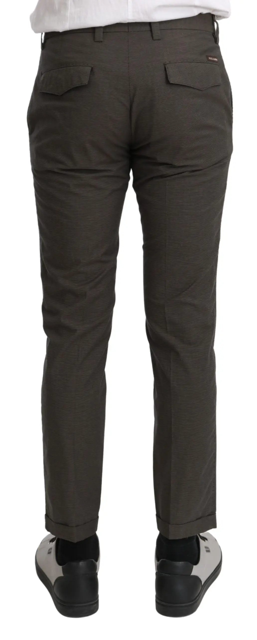 Pantalon chino marron dolce & gabbana en coton 100 pour cent avec coupe ajustée olive foncé et coutures discrètes