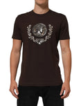 T-shirt homme marron en coton dolce & gabbana avec un imprimé pièce laurier argenté et portrait classique