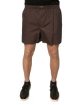 Short marron en mélange de coton dolce gabbana pour homme avec ceinture boucle dorée taille mi-haute
