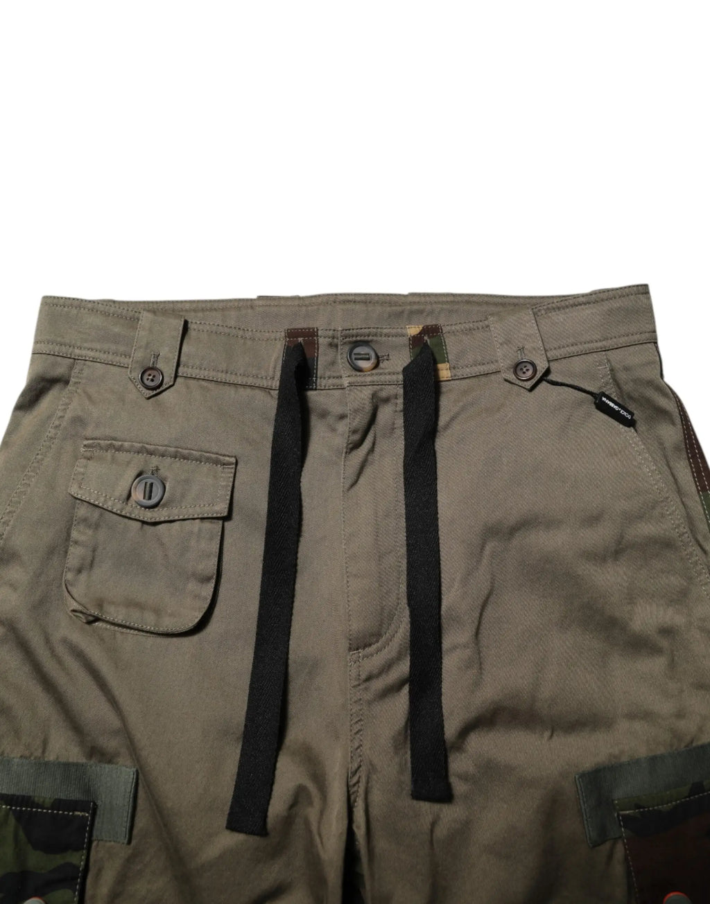 Pantalon cargo en coton marron dolce & gabbana avec cordons noirs et détails camouflage en patch