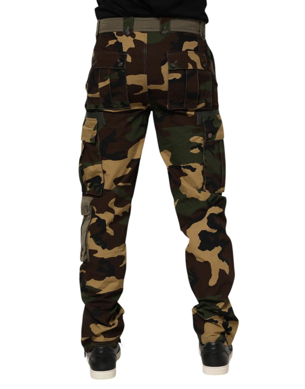 Pantalon cargo camouflage dolce gabbana en coton marron avec plusieurs poches et tissu résistant vert brun et tan