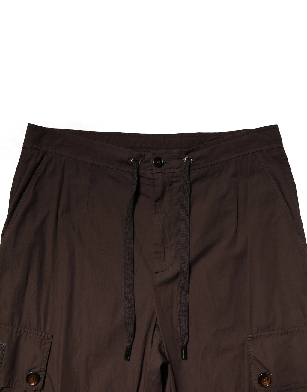 Pantalon jogger cargo pour homme dolce & gabbana en coton marron foncé avec taille à cordon et poches à rabat boutonnées