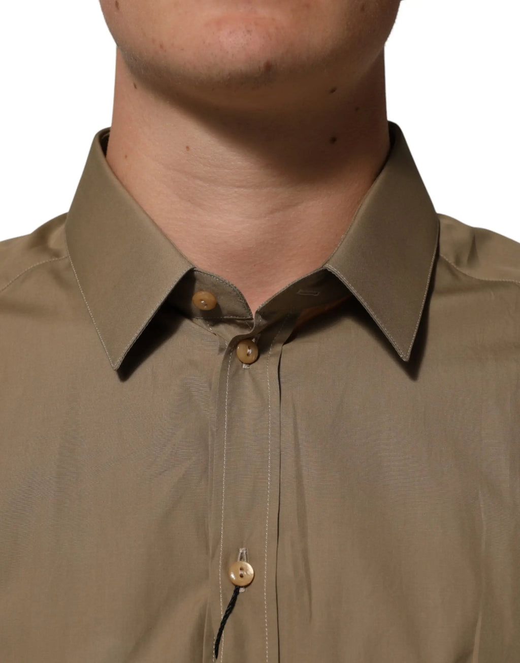 Chemise homme dolce & gabbana en coton marron kaki avec col boutonné et boutons couleur beige