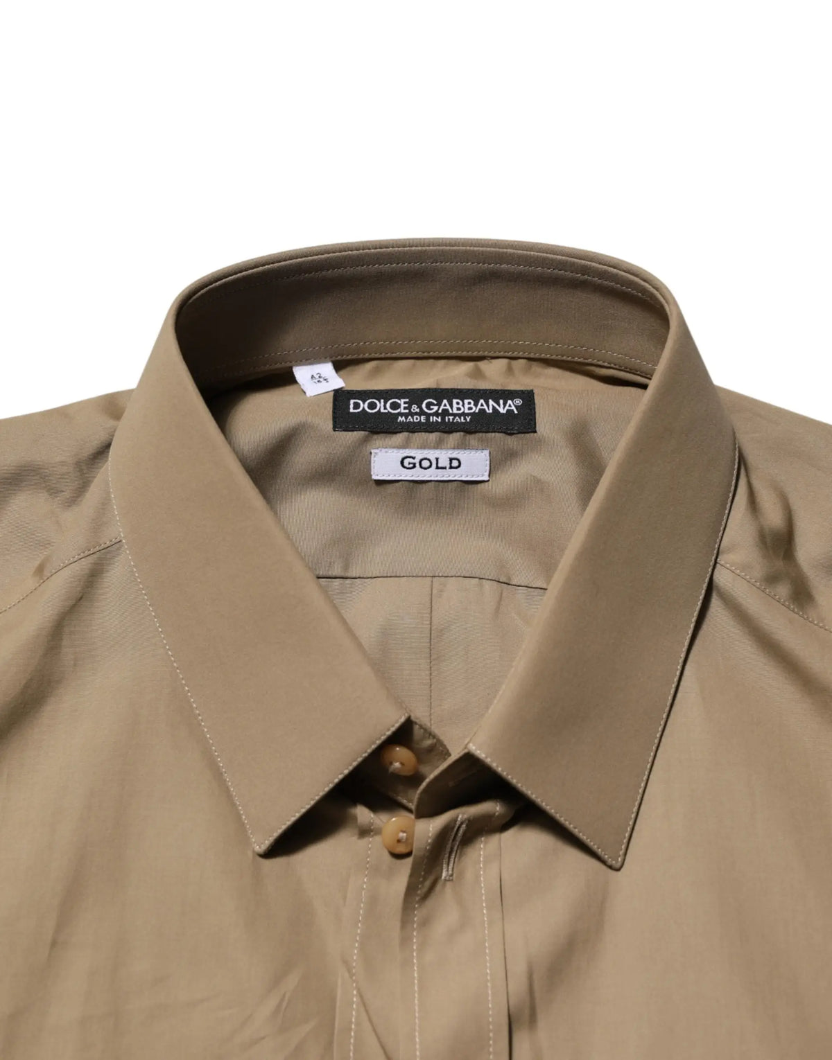 Chemise habillée beige dolce gabbana pour homme en coton avec col classique et boutons assortis