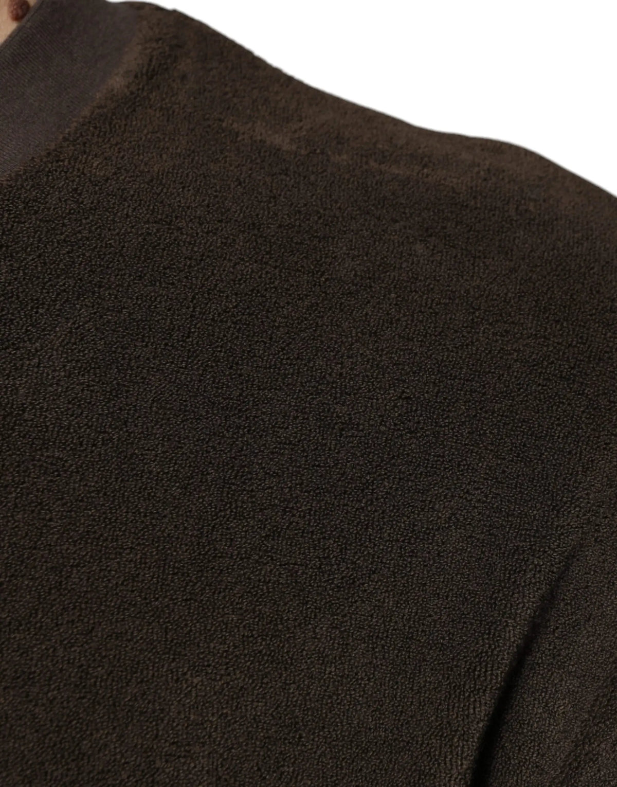 Col montant en tissu éponge marron foncé du t shirt dolce gabbana en coton à manches courtes col rond