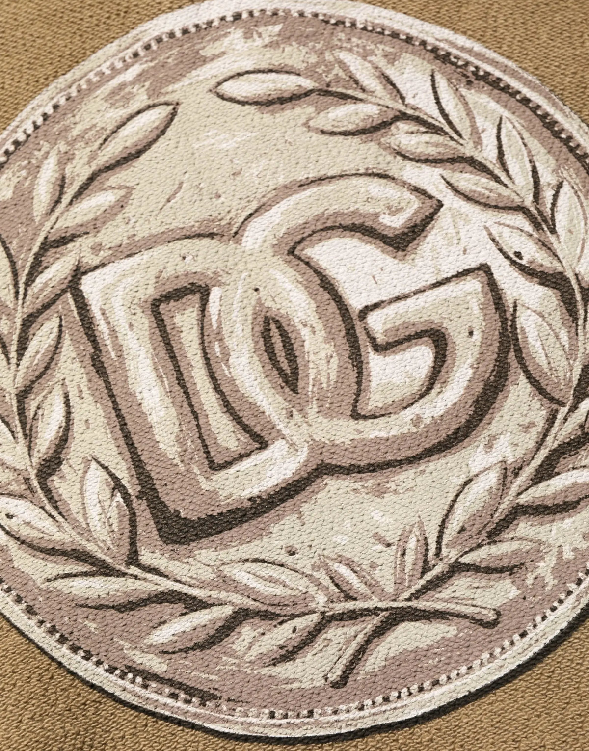 Patch beige brodée avec logo dc et couronne de laurier sur pull à capuche en coton marron dolce gabbana