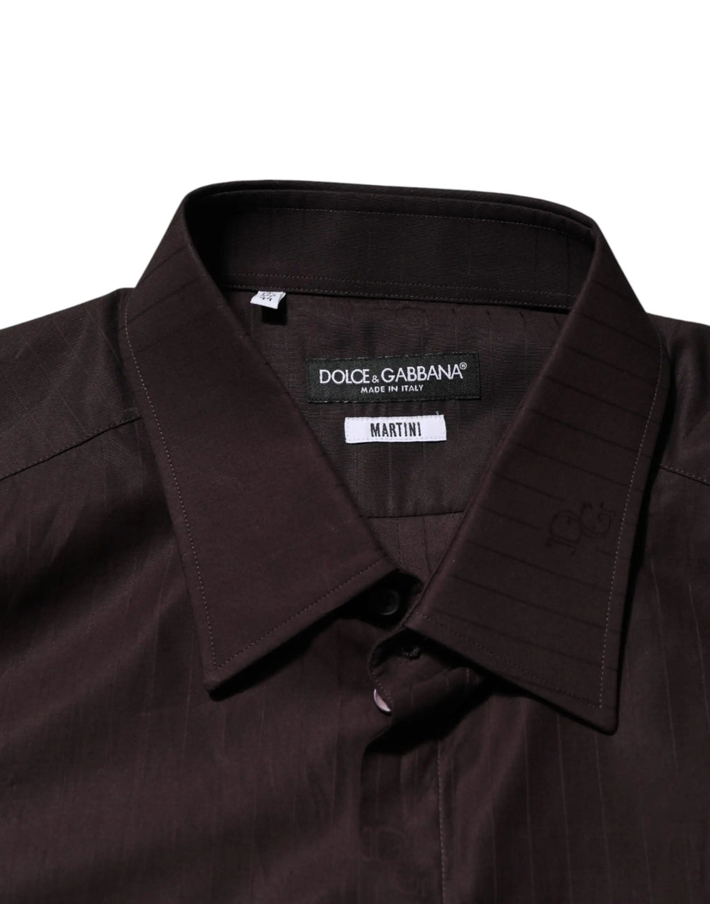 Chemise habillée dolce & gabbana marron en coton à manches longues avec texture rayée subtile et col net