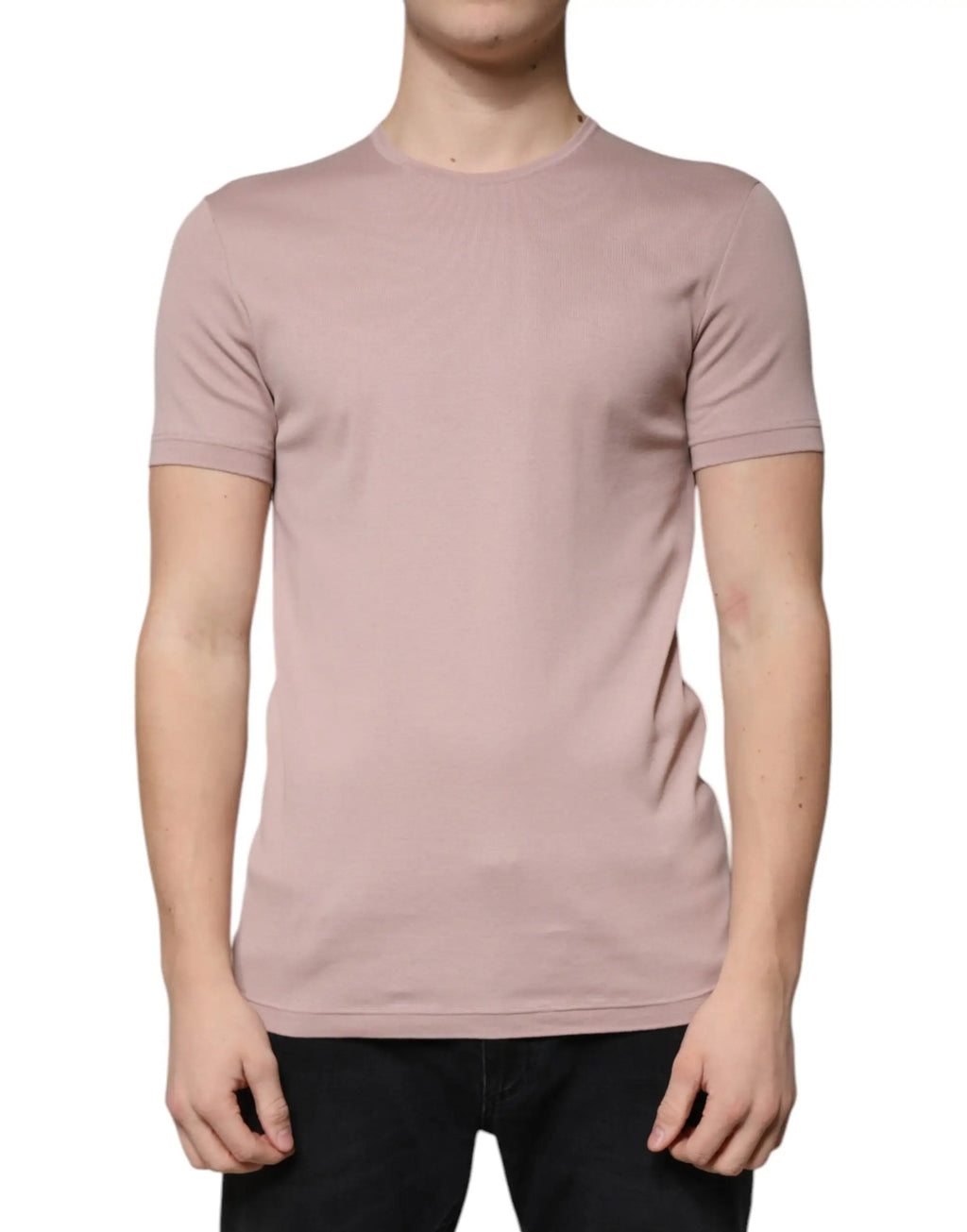 Dolce & gabbana t-shirt slim fit en coton blush rose avec col rond classique et manches courtes