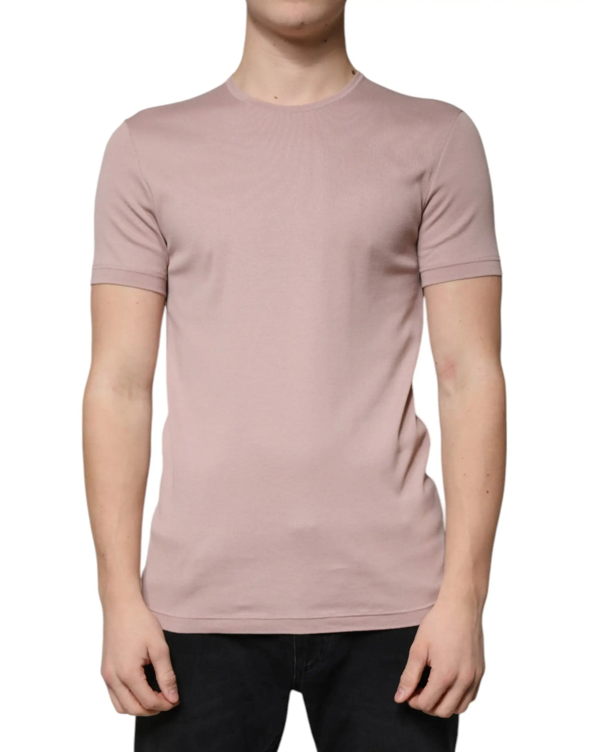Dolce & gabbana t-shirt slim fit en coton blush rose avec col rond classique et manches courtes