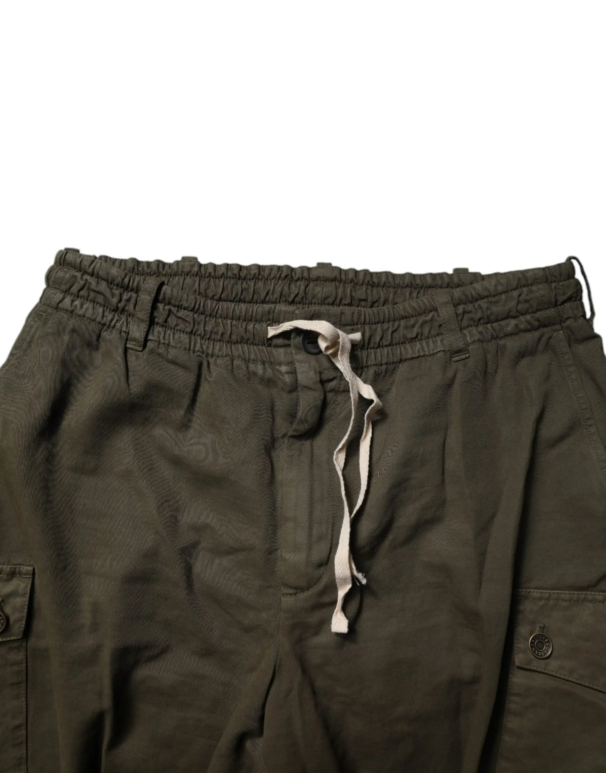 Pantalon cargo en coton stretch dolce & gabbana marron avec taille à cordon olive et poches latérales