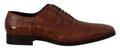 Chaussure derby formelle homme dolce gabbana en cuir marron embossé crocodile avec semelle et lacets noirs