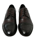 Dolce & gabbana chaussures habillées homme en cuir exotique marron embossé crocodile avec fini poli et lacets classiques