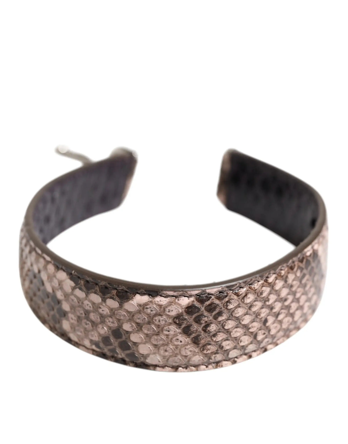 Bracelet manchette en cuir effet peau de serpent rose doré avec design ouvert pour sangle daccessoire sac à épaule dolce gabbana