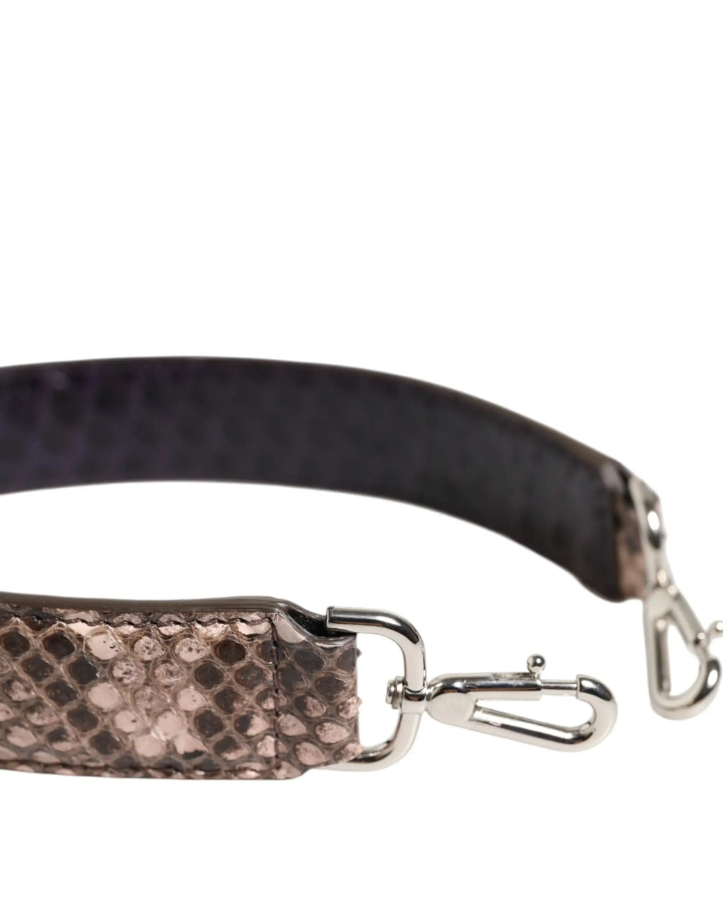 Bracelet d’épaule dolce & gabbana en cuir exotique marron avec sangle en cuir imprimé serpent rose doré et métal argenté