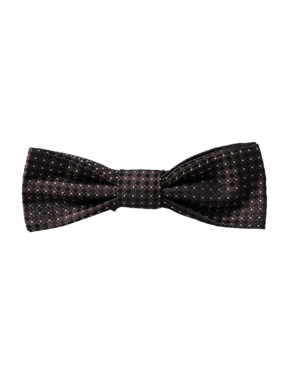 Dolce & gabbana papillon homme en soie marron avec nœud papillon noir à pois blancs subtils ajustable