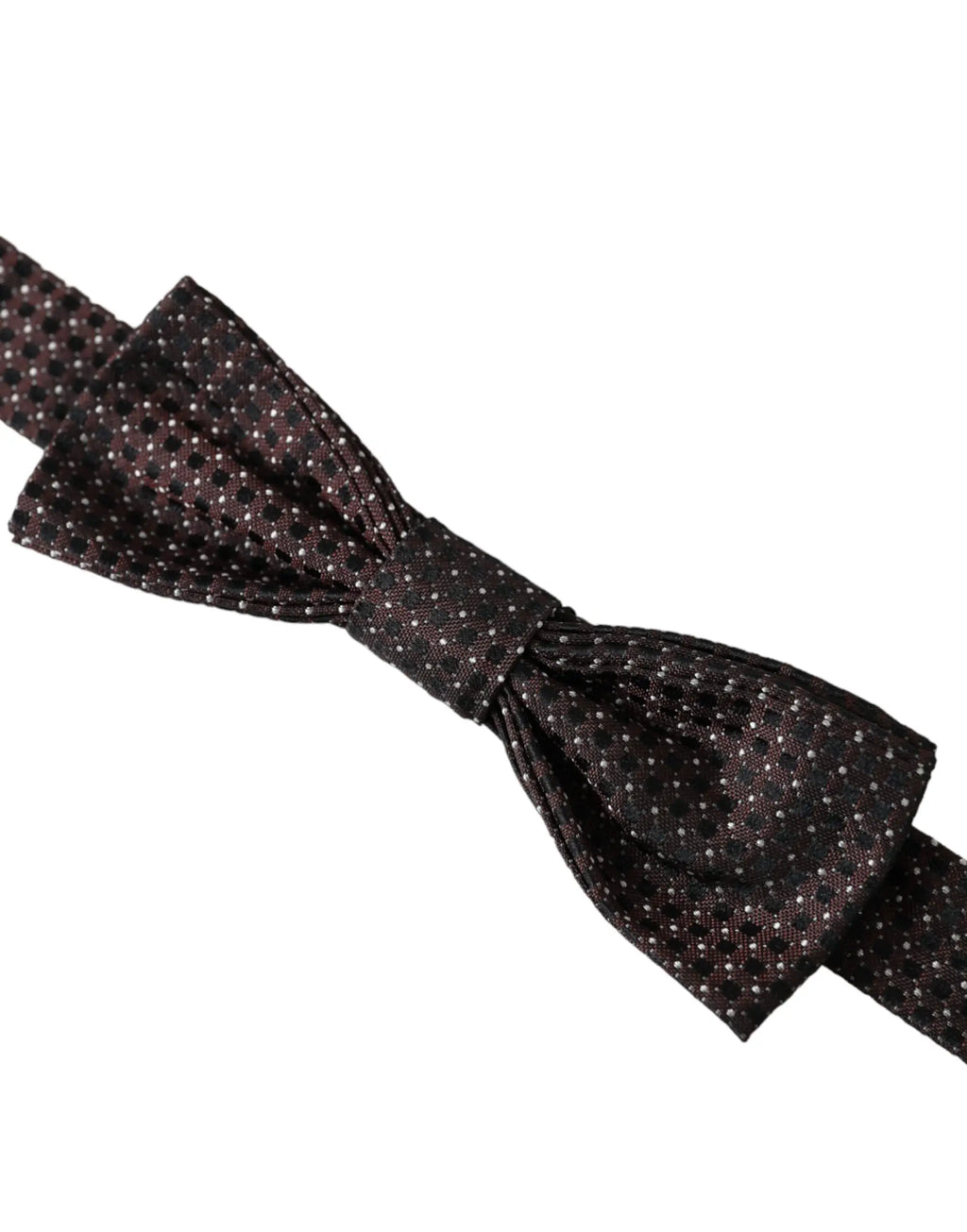 Noeud papillon réglable pour homme dolce & gabbana en soie marron avec pois blancs subtils sur tissu lisse texturé