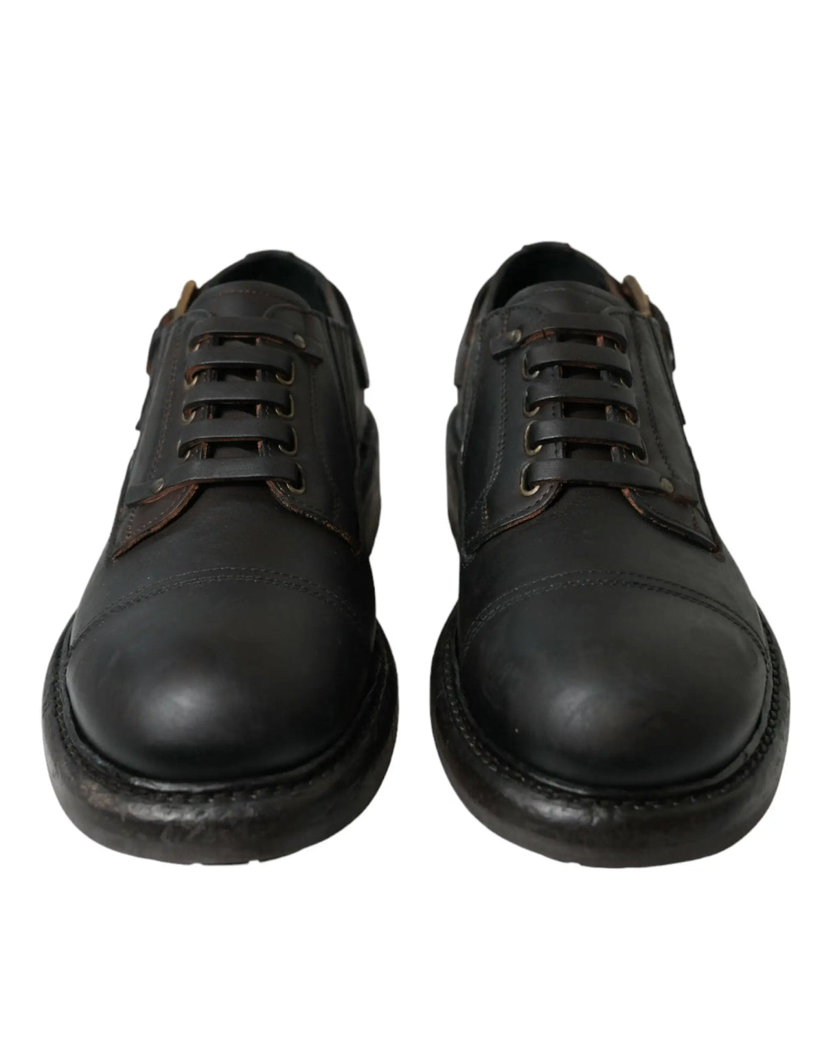 Dolce & gabbana chaussures derby homme en cuir marron lacées avec bout classique et semelles robustes