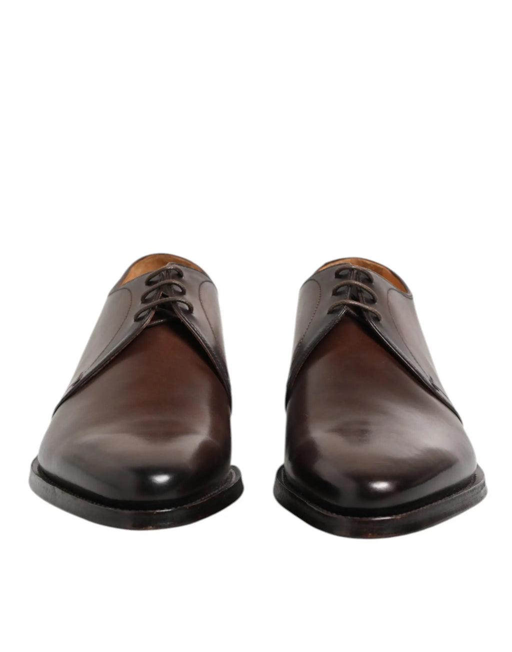 Chaussures derby homme dolce & gabbana en cuir marron foncé poli avec lacets noirs et design oxford classique