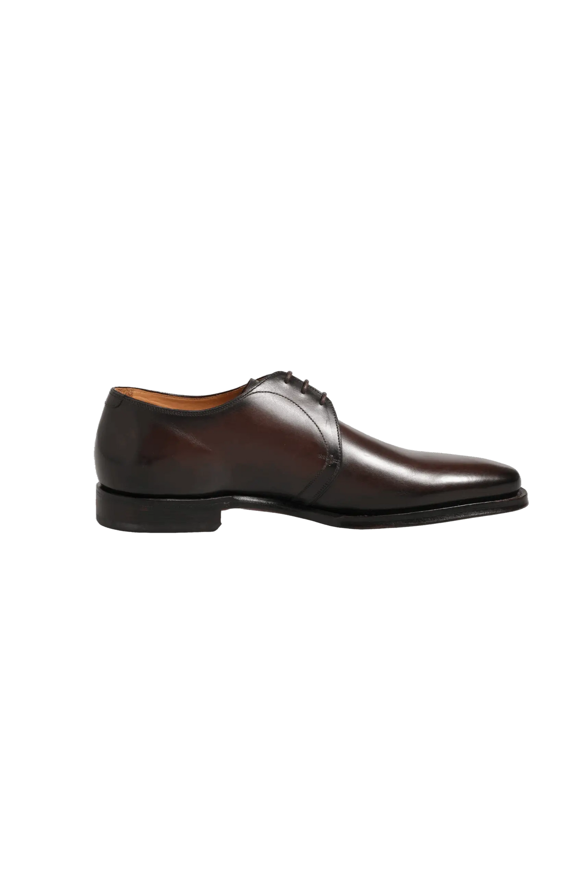 Chaussure derby homme en cuir marron poli avec lacets noirs de style oxford de dolce & gabbana