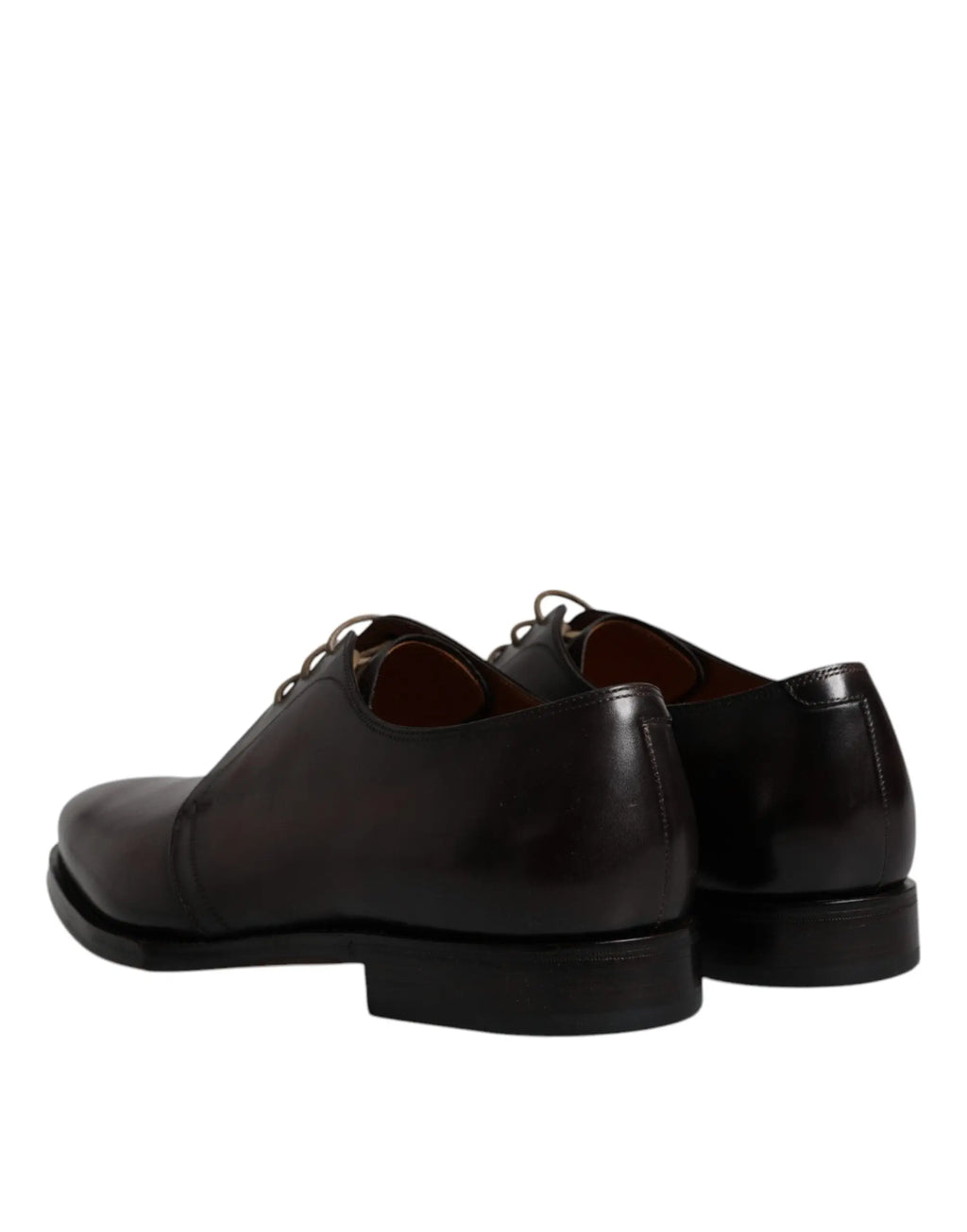 Chaussures derby formelles pour homme dolce & gabbana en cuir marron avec lacets foncés et finition polie noire