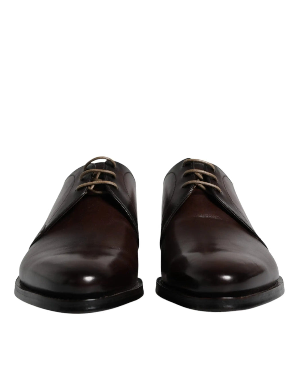 Paire de chaussures derby homme en cuir marron foncé à lacets avec semelles noires dolce gabbana