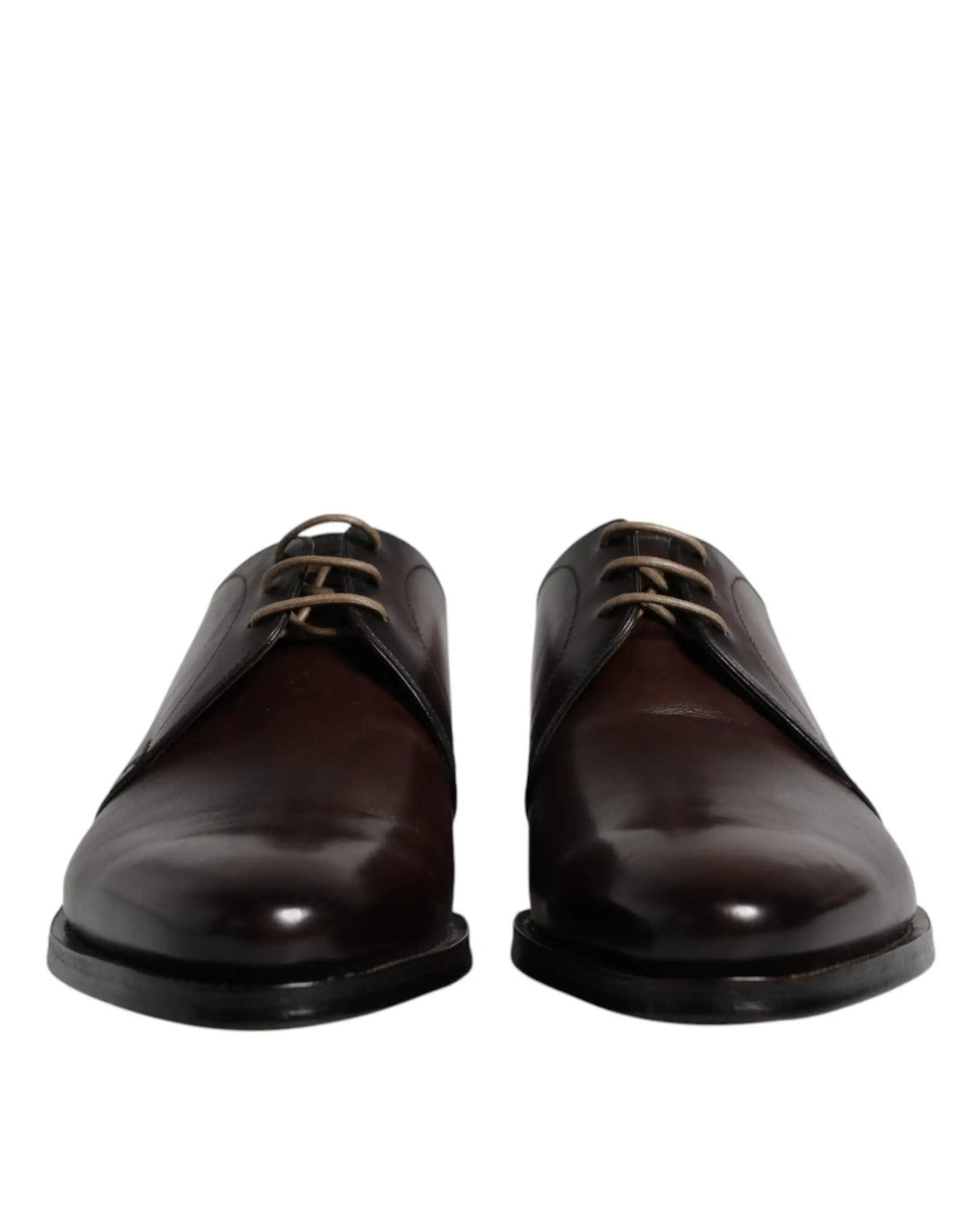 Paire de chaussures derby homme en cuir marron foncé à lacets avec semelles noires dolce gabbana