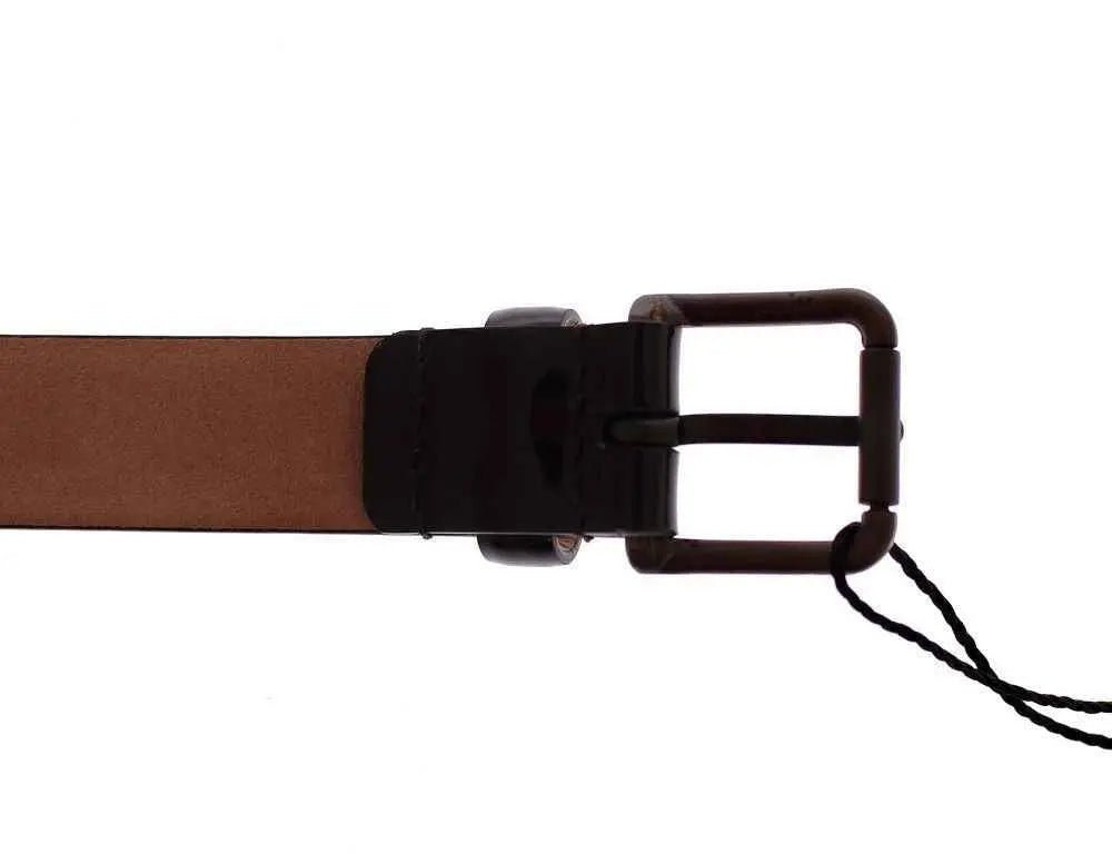 Dolce & gabbana ceinture en cuir marron avec boucle noire et étiquette assortie