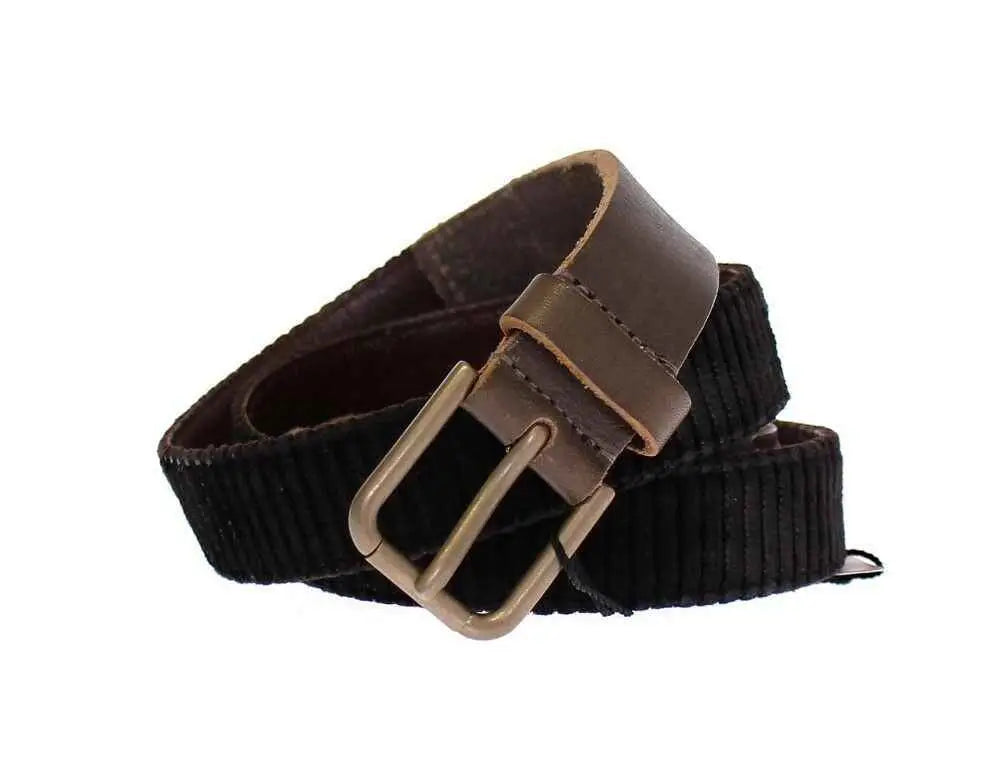 Ceinture Dolce & Gabbana en cuir marron avec boucle et patte assorties et ceinture en velours côtelé noir