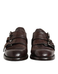 Chaussures derby formelles marron en cuir dark brown à boucle double ajustable dolce et gabbana monk strap