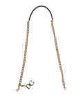 Chaîne dorée avec poignée en cuir noir et pendentif logo dg pour bandoulière accessoire dolce gabbana léopard marron