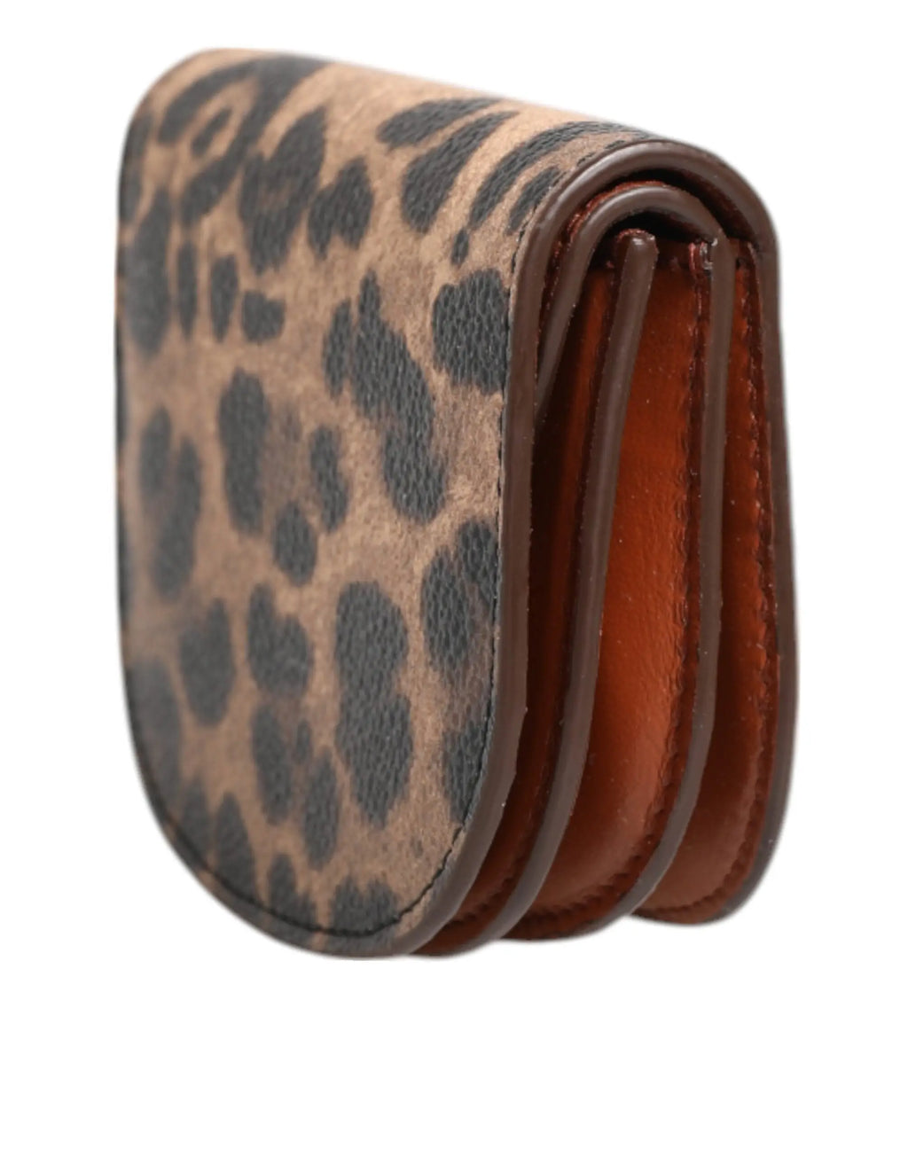Petite porte-monnaie dolce & gabbana en cuir de veau marron imprimé léopard avec tons marron clair et foncé